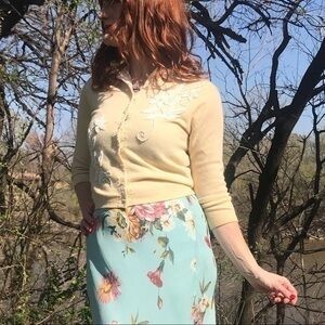 50’s Vintage ‘Dayne Taylor’ Cream Floral Beaded S…